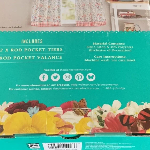 🌼Pioneer Woman ‘Maizie’ kitchen curtain set New! - Picture 9 of 10
